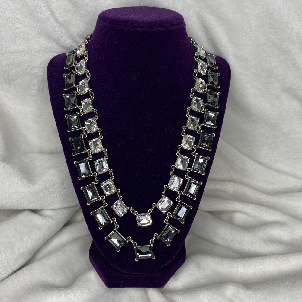 Loft Double Strand Rectangle Rhinestone Statement… - image 1